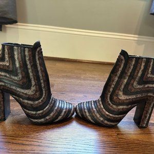 Salvatore Ferragamo Multicolor Leather Feeling Zig Zag Ankle Boots